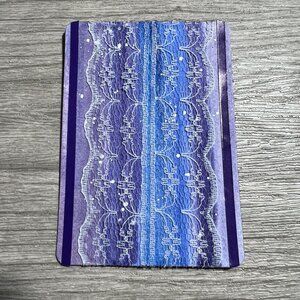 Original ACEO Art Card Lovely Lace Mixed Media Purple & Blue Design